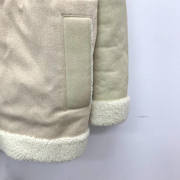 IW0325 Loro Piana Off-white lapel fur integrated zipper jacket jacket 40 M size - Picture 4 of 9